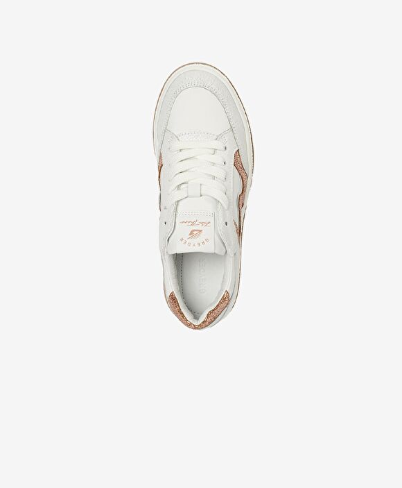 Kadın Beyaz Pembe Hakiki Deri Sneaker Ayakkabı