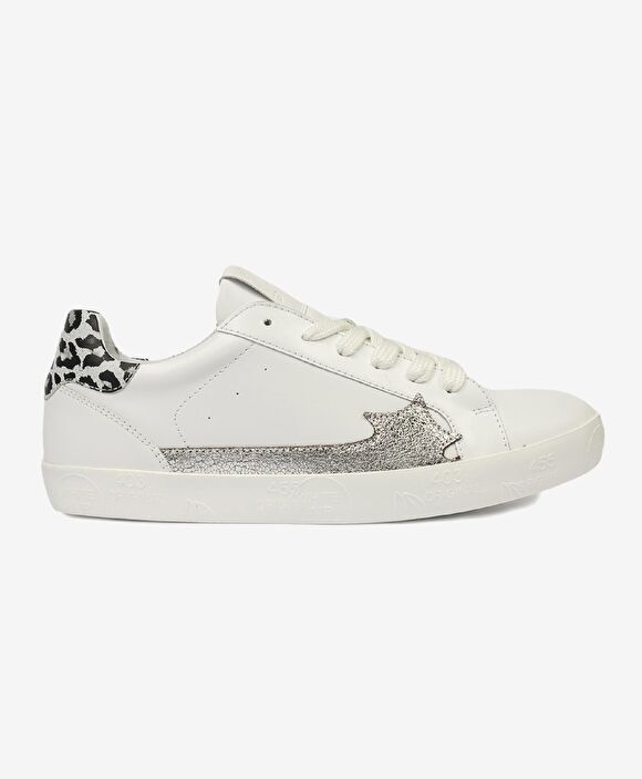 Kadın Beyaz Gümüş Hakiki Deri Sneaker Ayakkabı