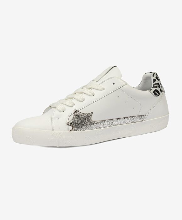 Kadın Beyaz Gümüş Hakiki Deri Sneaker Ayakkabı