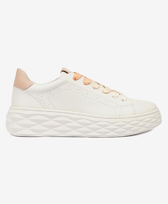 Kadın Kirli Beyaz Nude Hakiki Deri Sneaker Ayakkabı
