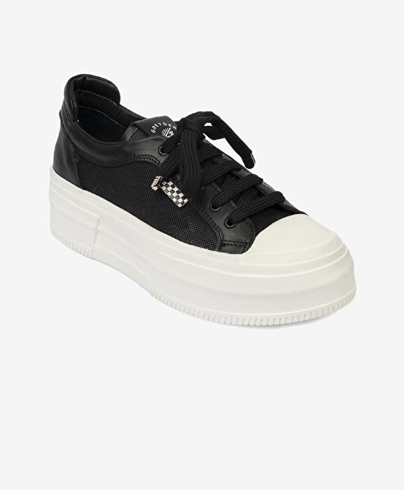 Kadın Siyah Hakiki Deri Sneaker Ayakkabı