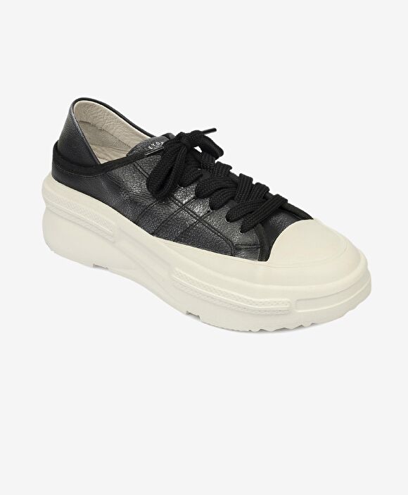 Kadın Siyah Beyaz Hakiki Deri Sneaker Ayakkabı