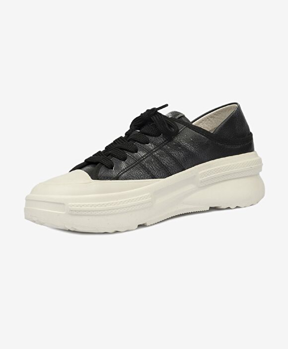 Kadın Siyah Beyaz Hakiki Deri Sneaker Ayakkabı