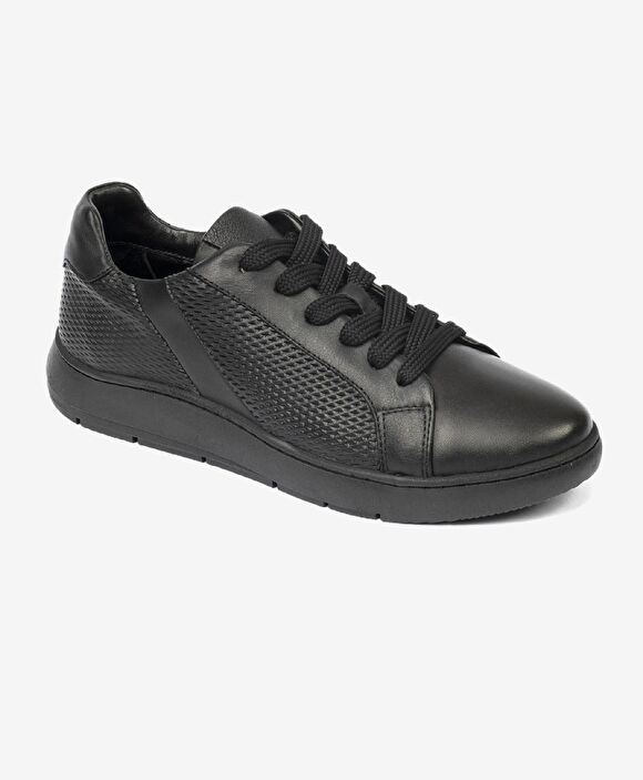 Kadın Siyah Hakiki Deri Sneaker Ayakkabı