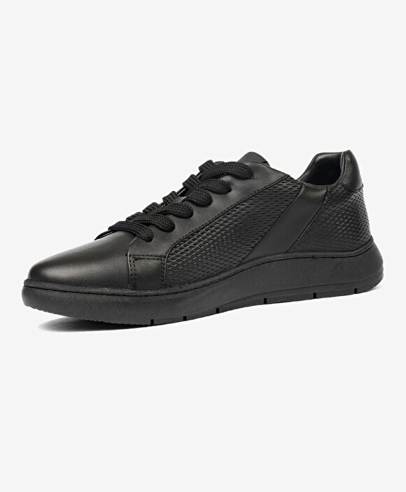 Kadın Siyah Hakiki Deri Sneaker Ayakkabı