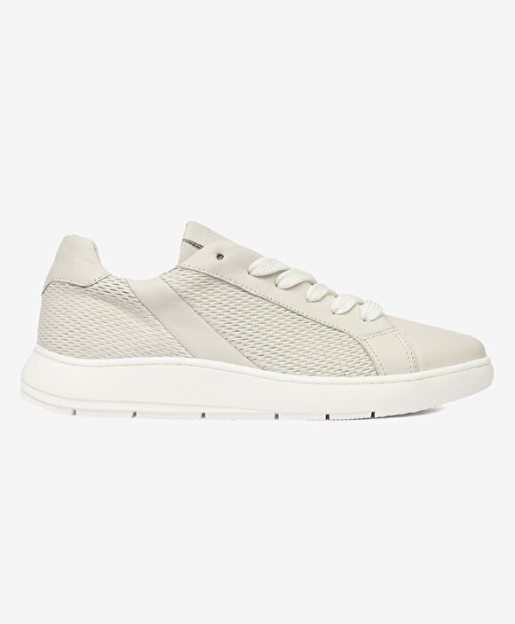 Kadın Kirli Beyaz Hakiki Deri Sneaker Ayakkabı