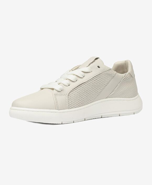Kadın Kirli Beyaz Hakiki Deri Sneaker Ayakkabı
