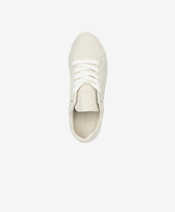 Kadın Kirli Beyaz Hakiki Deri Sneaker Ayakkabı