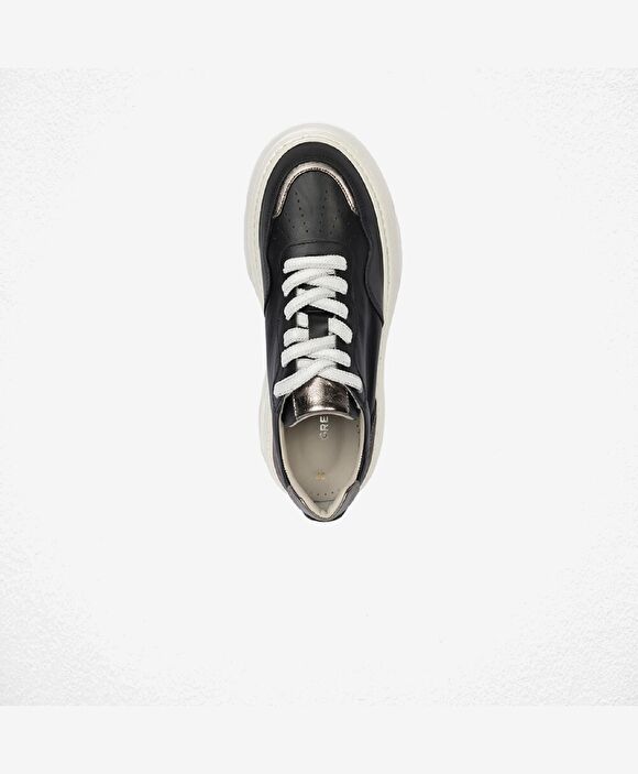 Kadın Siyah Çelik Hakiki Deri Sneaker Ayakkabı