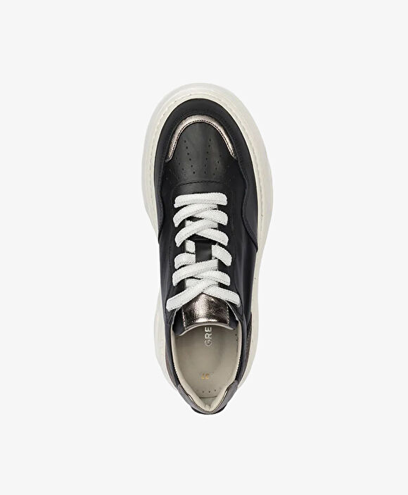 Kadın Siyah Çelik Hakiki Deri Sneaker Ayakkabı