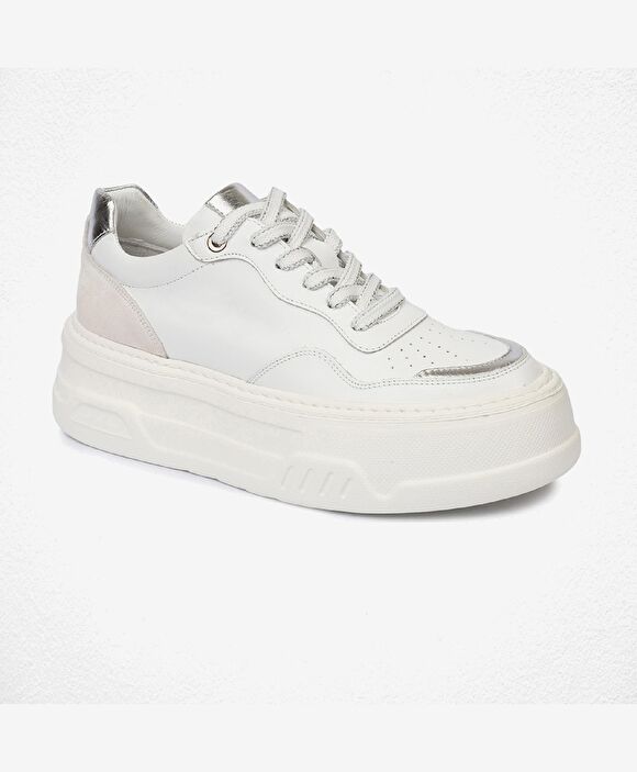 Kadın Beyaz Gümüş Sneaker Ayakkabı