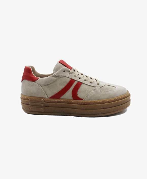 Kadın Bej Süet Hakiki Deri Sneaker Ayakkabı