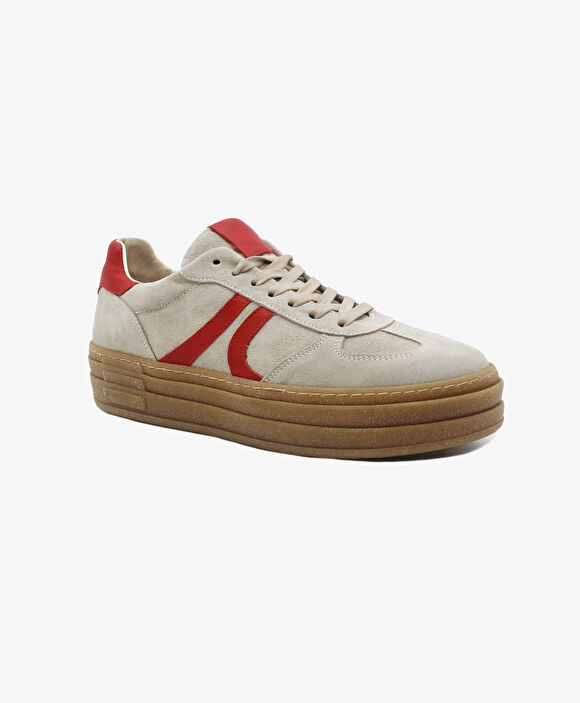 Kadın Bej Süet Hakiki Deri Sneaker Ayakkabı