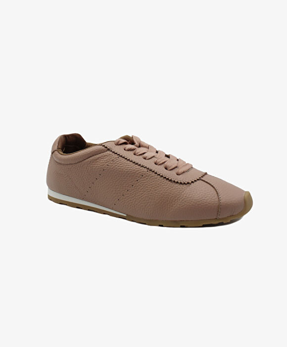 Kadın Pudra Hakiki Deri Sneaker Ayakkabı