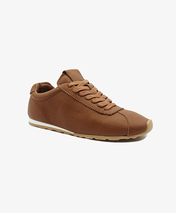 Kadın Taba Hakiki Deri Sneaker Ayakkabı