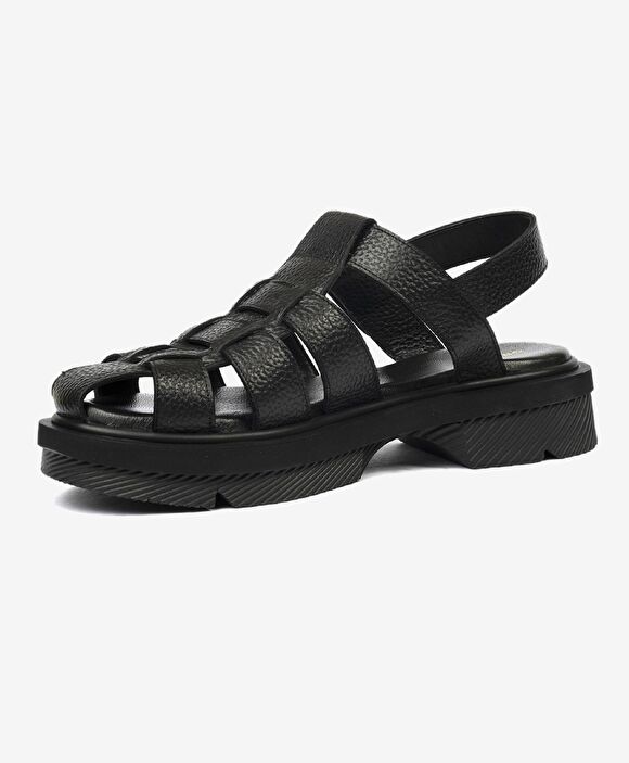 Kadın Siyah Hakiki Deri Sandalet