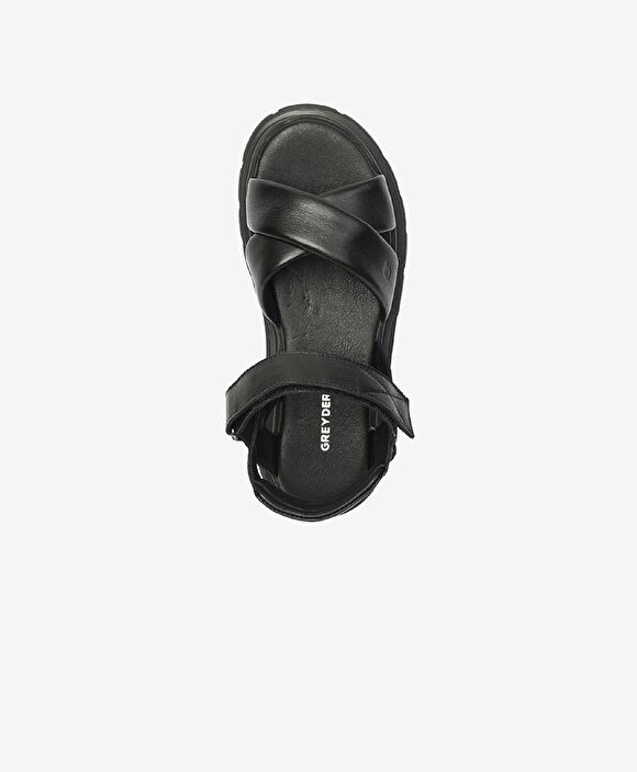 Kadın Siyah Hakiki Deri Sandalet