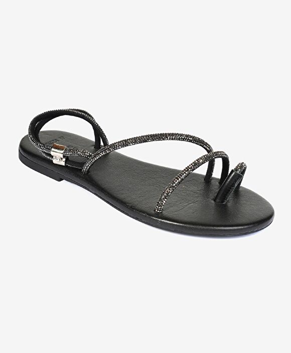 Kadın Platin Hakiki Deri Sandalet