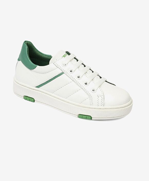 Erkek Çocuk Beyaz Yeşil Hakiki Deri Sneaker Ayakkabı