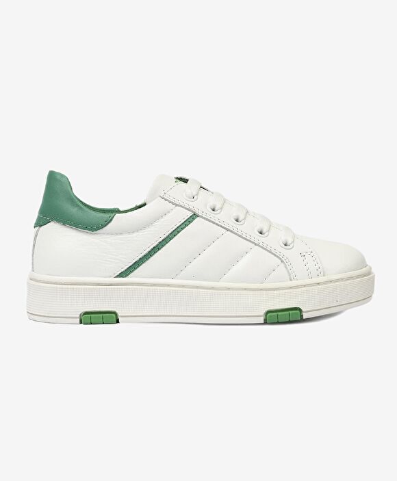 Erkek Çocuk Beyaz Yeşil Hakiki Deri Sneaker Ayakkabı