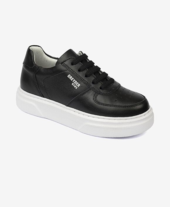 Kız Çocuk Siyah Hakiki Deri Sneaker Ayakkabı