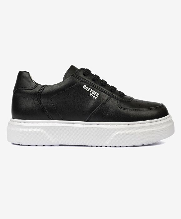 Kız Çocuk Siyah Hakiki Deri Sneaker Ayakkabı