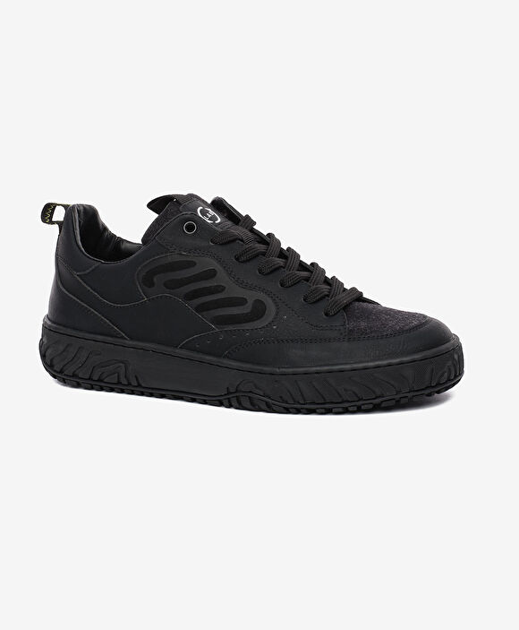 Erkek Siyah Hakiki Deri Sneaker Ayakkabı