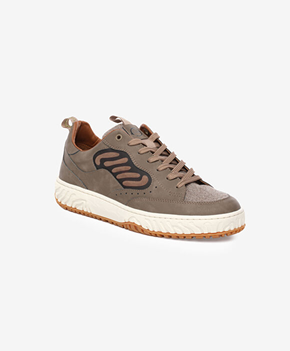 Erkek Kahverengi Hakiki Deri Sneaker Ayakkabı