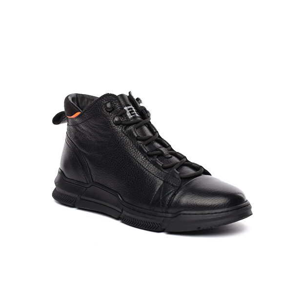 Erkek Siyah Hakiki Deri Sneaker Bot