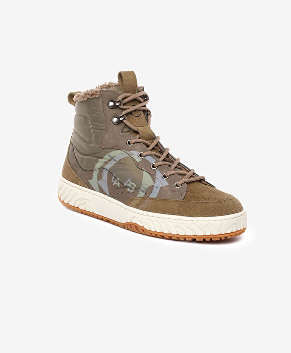 Erkek Kamuflaj Hakiki Deri Sneaker Bot