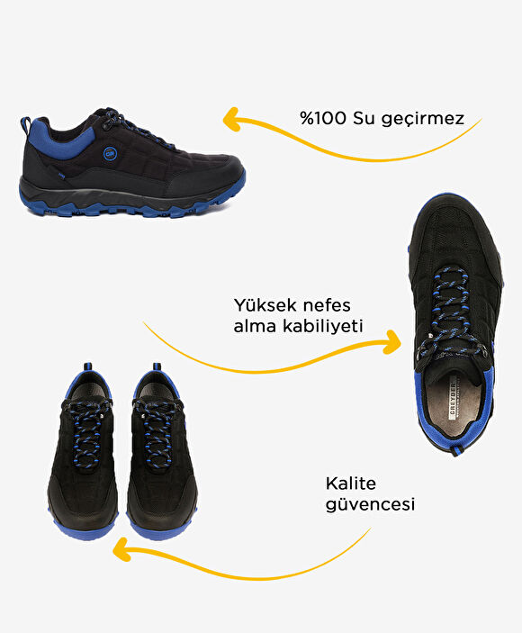 Erkek Siyah Saks Hakiki Deri Su Geçirmez Outdoor Ayakkabı