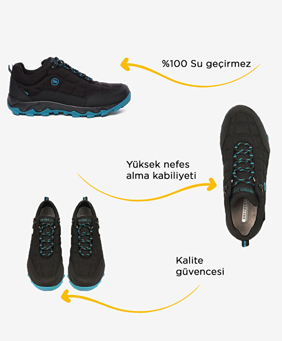 Erkek Siyah Lacivert Hakiki Deri Su Geçirmez Outdoor Ayakkabı