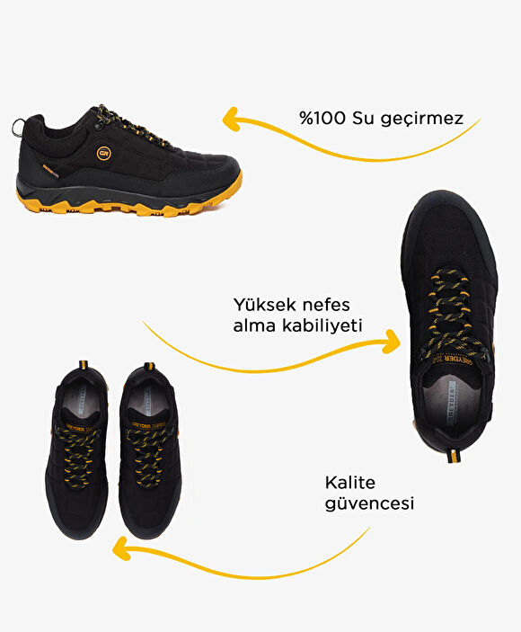 Erkek Siyah Sarı Su Geçirmez Ayakkabı