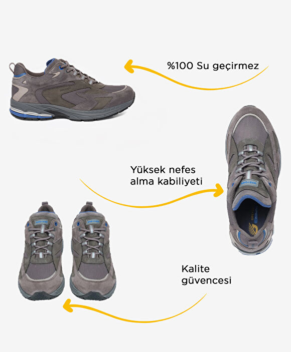 Erkek Antrasit Hakiki Deri Su Geçirmez Outdoor Ayakkabı