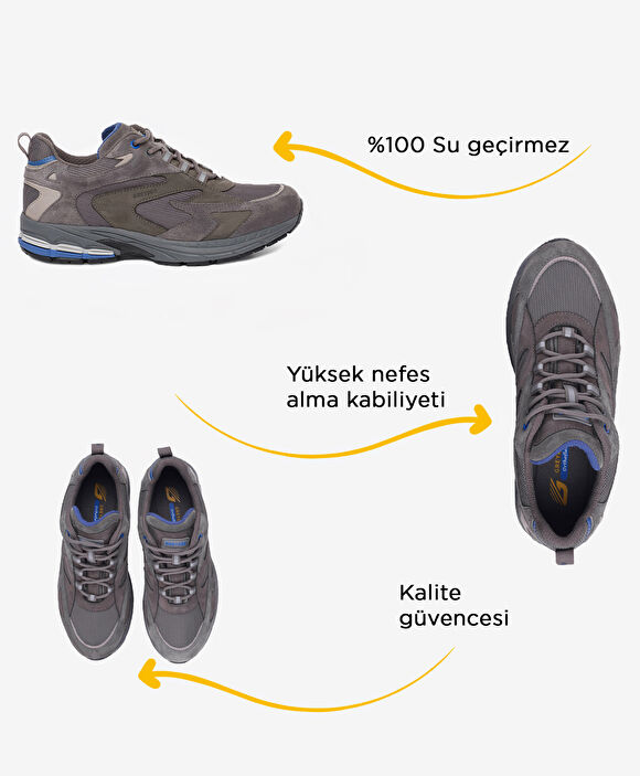 Erkek Antrasit Hakiki Deri Su Geçirmez Outdoor Ayakkabı