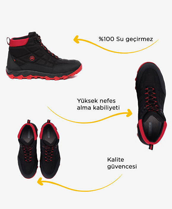 Erkek Siyah Kırmızı Su Geçirmez Outdoor Bot