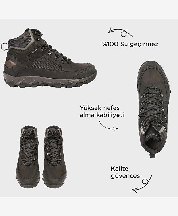 Erkek Siyah Hakiki Deri Su Geçirmez Outdoor Bot