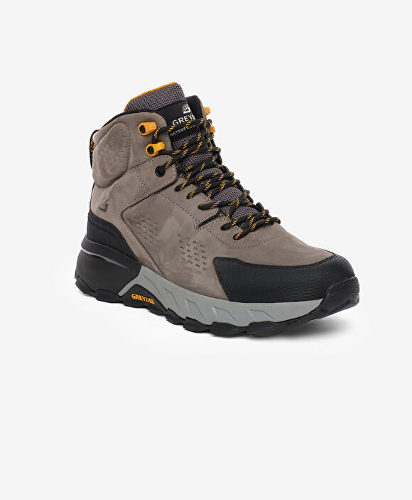 Erkek Koyu Gri Hakiki Deri Su Geçirmez Outdoor Bot