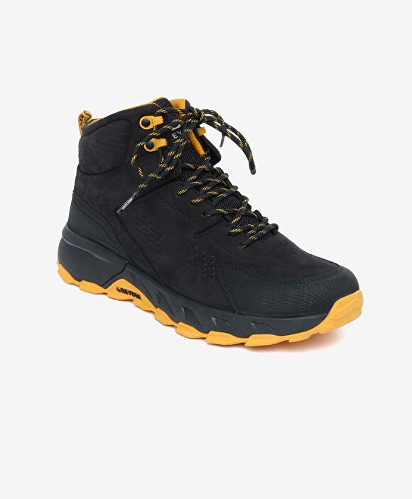 Erkek Siyah Sarı Hakiki Deri Su Geçirmez Outdoor Bot