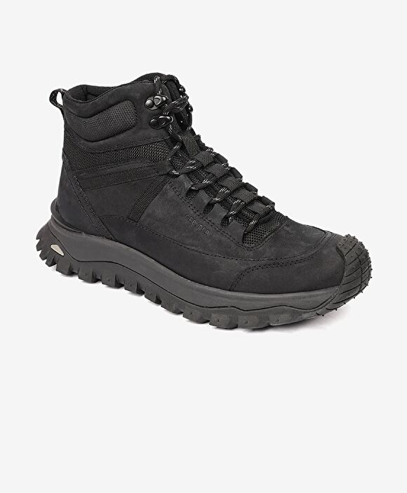 Erkek Siyah Hakiki Deri Outdoor Bot