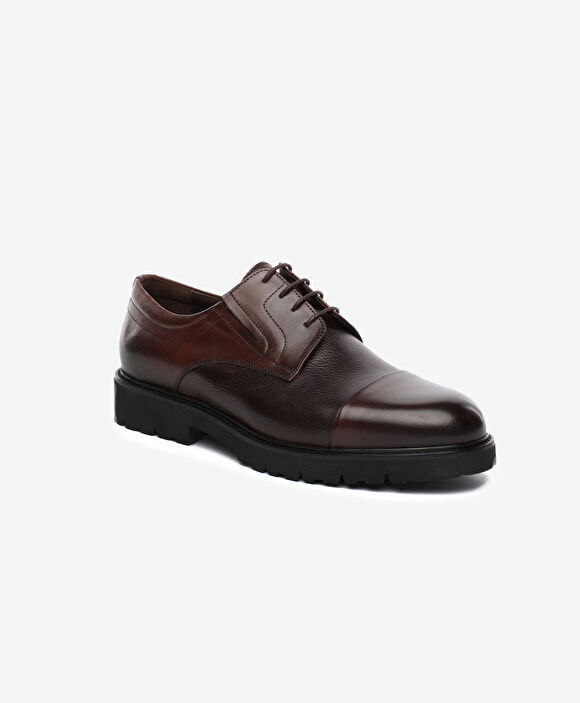 Erkek Kahverengi Hakiki Deri Klasik Ayakkabı