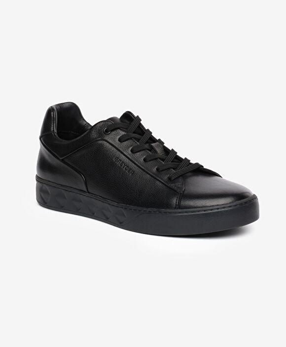 Erkek Siyah Hakiki Deri Sneaker Ayakkabı