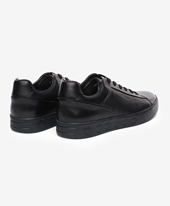 Erkek Siyah Hakiki Deri Sneaker Ayakkabı