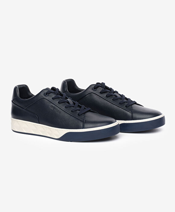 Erkek Lacivert Hakiki Deri Sneaker Ayakkabı