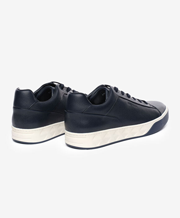 Erkek Lacivert Hakiki Deri Sneaker Ayakkabı