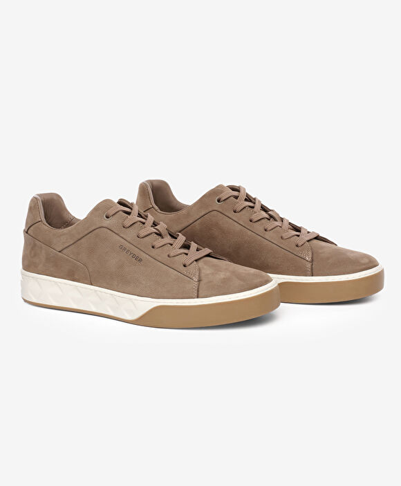 Erkek Vizon Hakiki Deri Sneaker Ayakkabı