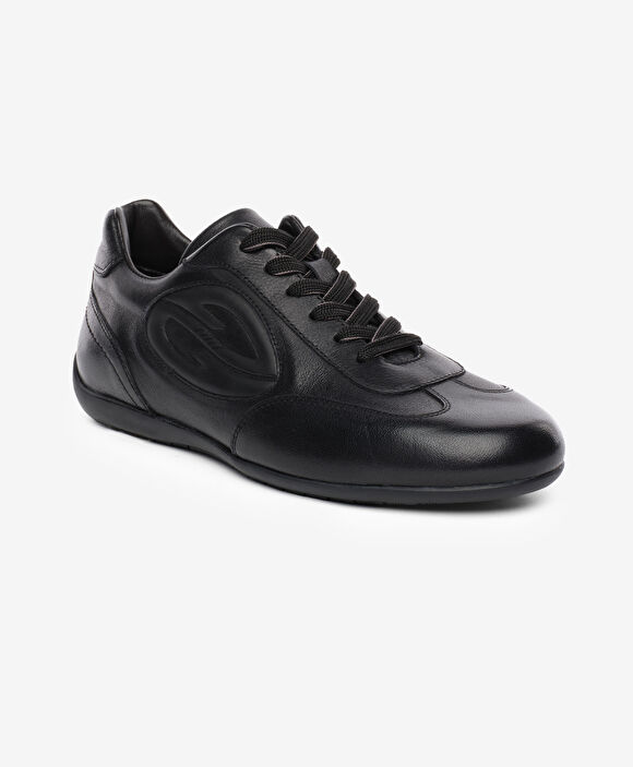 Erkek Siyah Hakiki Deri Sneaker Ayakkabı