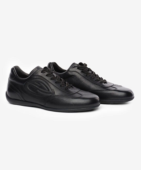 Erkek Siyah Hakiki Deri Sneaker Ayakkabı