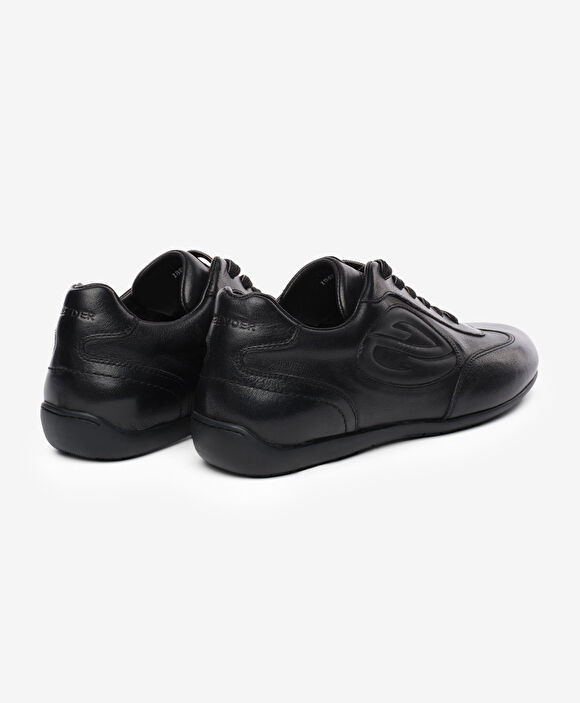 Erkek Siyah Hakiki Deri Sneaker Ayakkabı