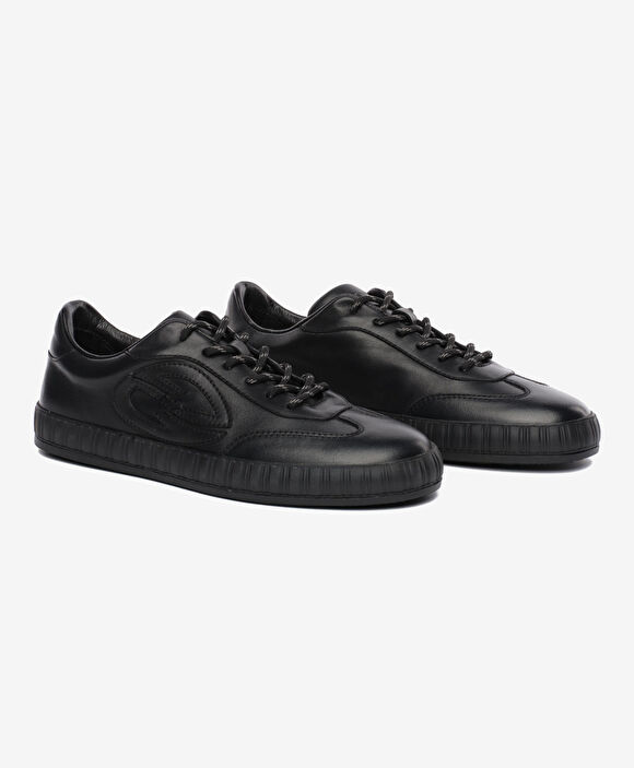 Erkek Siyah Hakiki Deri Sneaker Ayakkabı